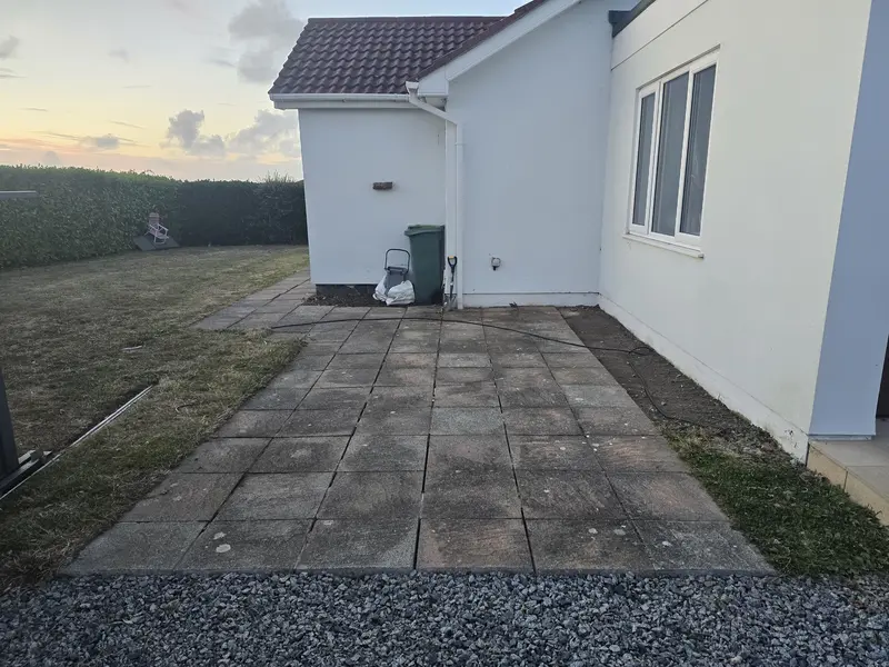 Pressure washing a patio and driveway in Guernsey